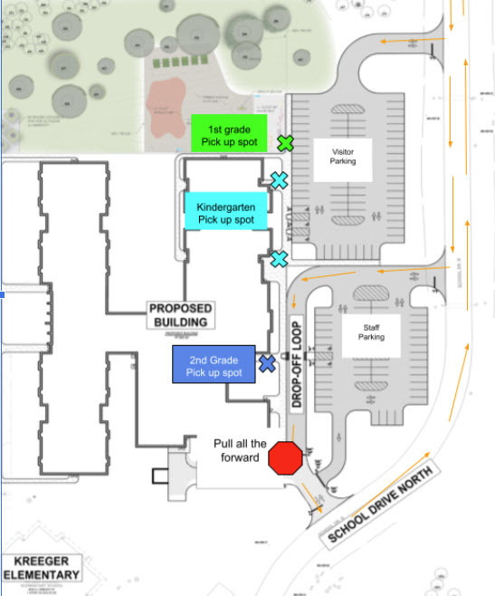 Map of the new traffic pattern for Fowlerville Elementary School